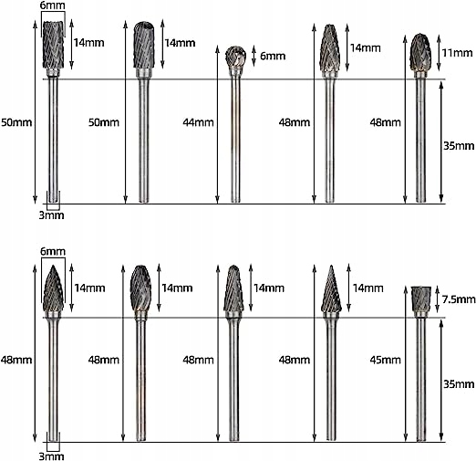 Frezy-do-Metalu-Weglik-Spiekany-VHM-10szt-Trzpien-3mm-Rodzaj-frezu-czolowy-ksztaltowy-trzpieniowy-palcowy-walcowo-czolowy-walcowy Frezy do Metalu Węglik Spiekany VHM 10szt Trzpień 3mm