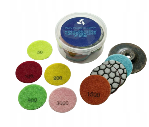 PADY POLERSKIE DiAMENTOWE 50mm 7szt 50–3000 GRES TPRO